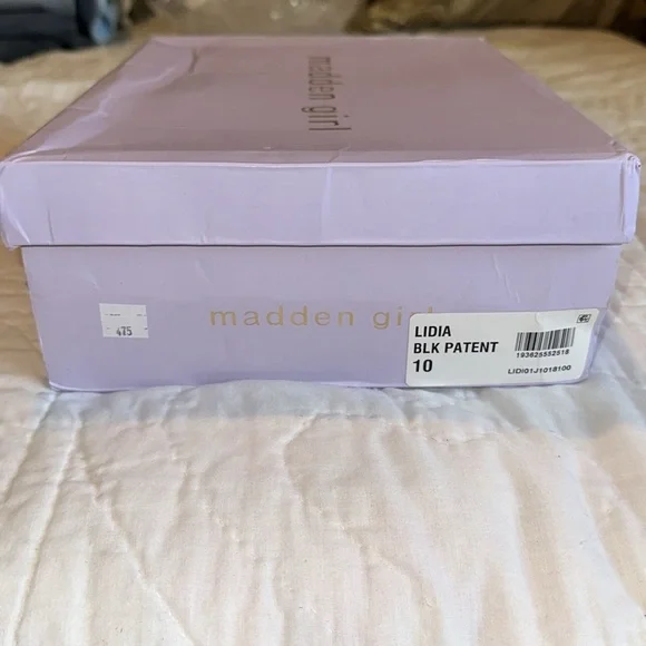 NIB MADDEN GIRL BLACK PATENT LEATHER STILETTO HEELS SZ 10 - Picture 5 of 9